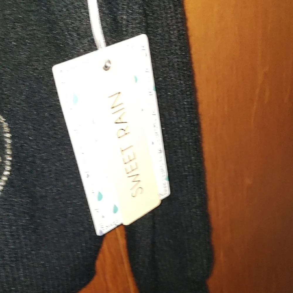 Black Long Sleeve Cardigan With Rhinestone Hearts - Picture 4 of 9